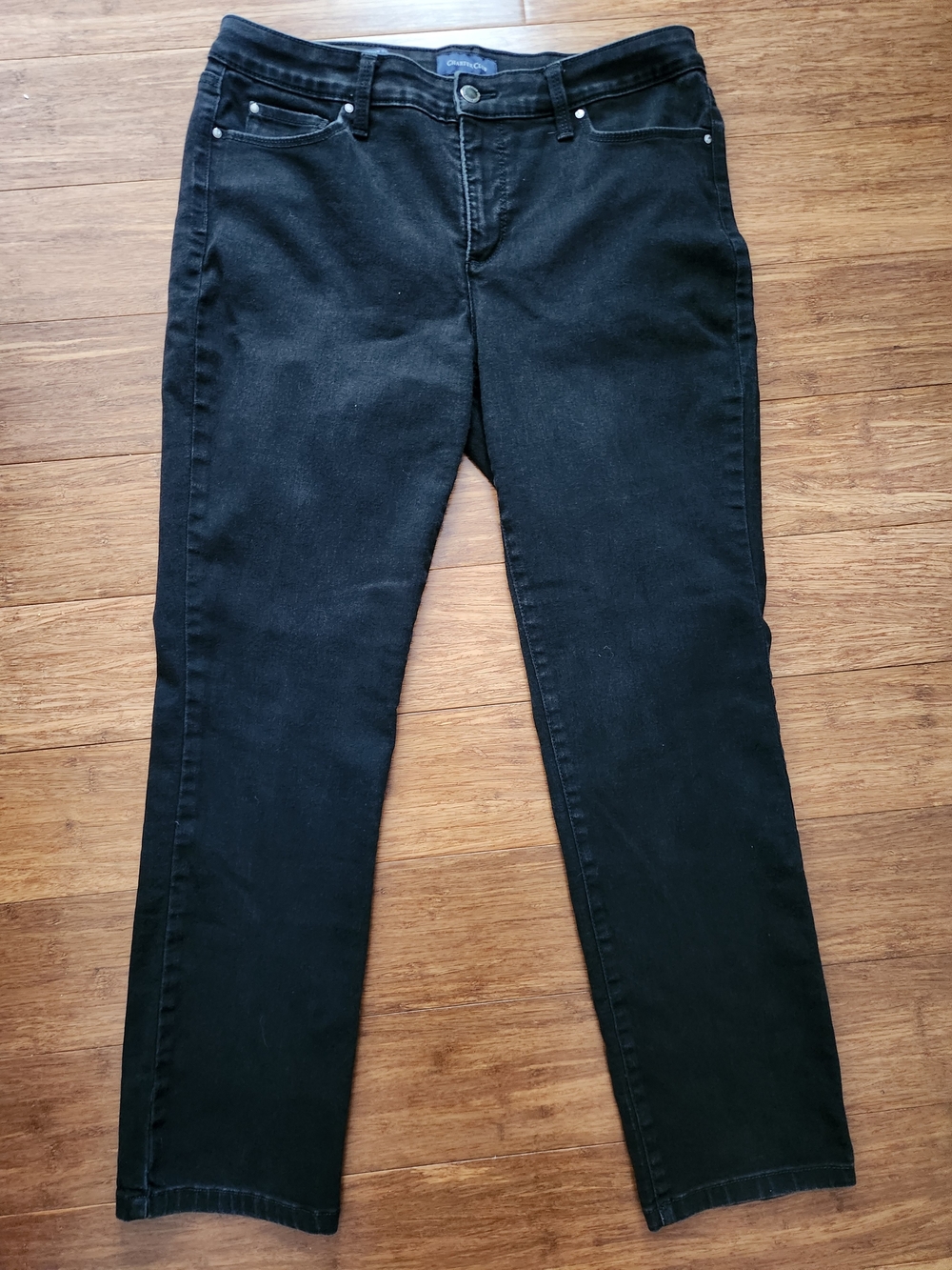 Charter Club Women’s Lexington Straight Black Jeans, 12P 12 Petite